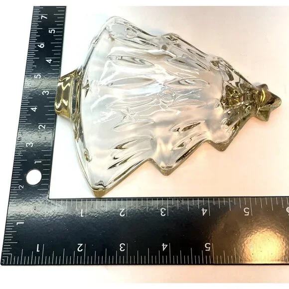 Vintage Mikasa Crystal Dish Christmas Tree With Star Gold Trim 6" Japan - Picture 8 of 10